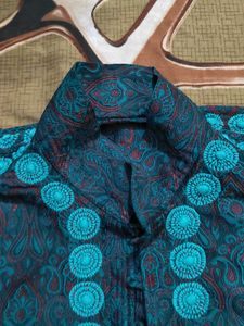 Men's Teal Embroidered Kurta