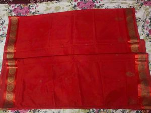 Vibrant Red Silk Saree  without blouse
