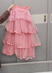 Stunning Pink Tiered Lehenga Choli