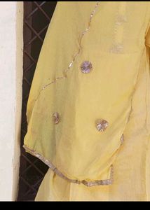 unstitched Elegant Yellow Kurta garara Set