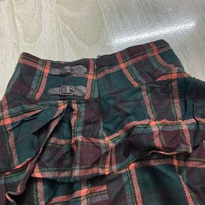 Plaid Ruffle Mini Skirt