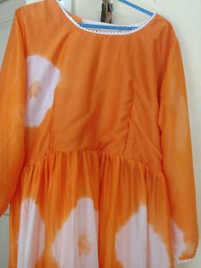 Vibrant Orange Tie-Dye Kurta