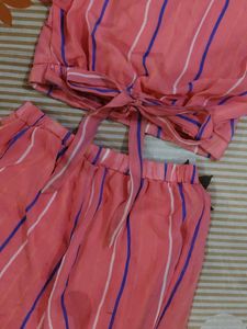 Cute Striped Crop Top &amp; Palazzo Set