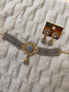 Elegant Gray & Gold Jewelry Set