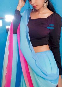 Beautiful Ombre Blue &amp; Pink Saree