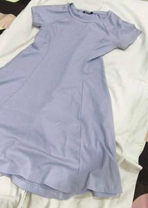 Light powder blue Ribbed A-Line Dress