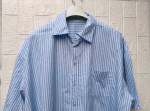 New with tag Striped Cropped Button-Up Shirt