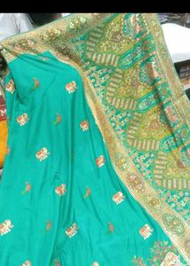 new Elegant Green Saree with Elephant Motif