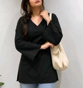 Black Flared Sleeve Kurta(Will get stockout soon)
