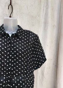 Black Polka Dot Button-Down jumper