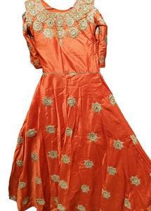 3 pcs Elegant Orange Ethnic Gown