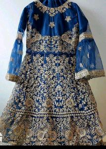 Exquisite Navy Blue Embroidered Gown