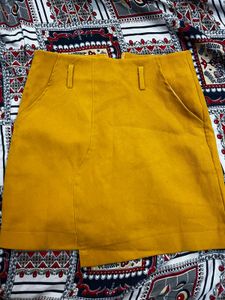 Chic Mustard Yellow Wrap Minii Skirt