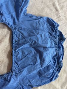 Blue Tie-Up Crop Top