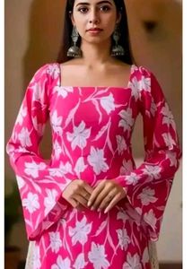 Beautiful Pink Floral Short Kurti