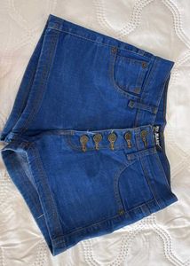 High Waisted Button Fly Denim Shorts