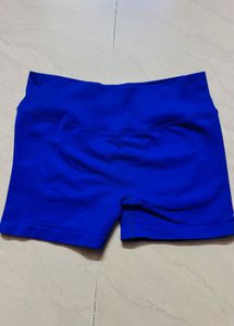 Vibrant Blue High-Waisted Athletic Shorts