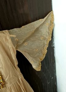 Embroidery work gown with designer sleeves
