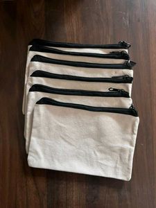 Canvas Zipper Pouches - Set of 6