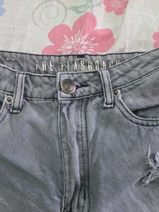 Grey Distressed Denim Shorts