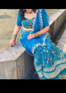 Stunning Blue Floral Lehenga Choli fix