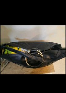 Chic Studded Black Leather Hobo Bag