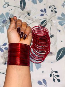 Set of Red Metal Bangles