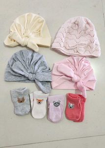 Baby Girl Hats and Socks Set
