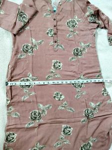 Dusty Pink Rose Print L Kurta