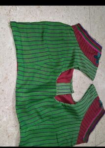 Vibrant Striped Crop Blouse with margin