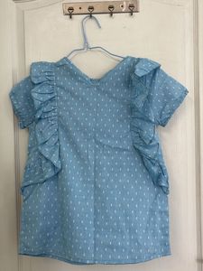 Cute Blue Ruffle Top
