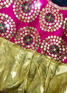 Navy &amp; Pink Embellished Lehenga Skirt