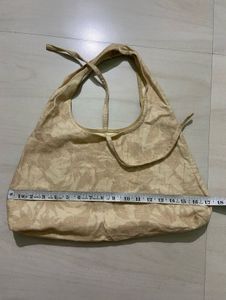 Chic Denim Beige Floral Hobo Bag
