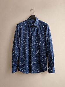 Men's Blue Printed Casual Shirt