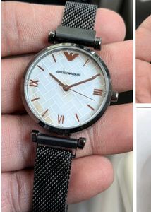 EMPORIO ARMANI WATCH  BLACK STRAP FOR HER