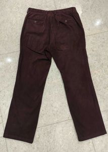 Men's Maroon Corduroy Wide-Leg Pants