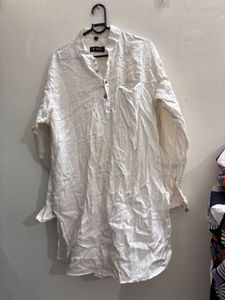 Men's White Band Collar Kurta