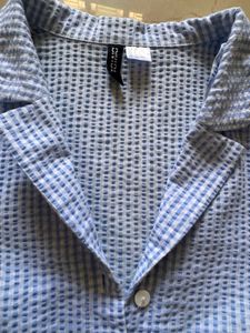 Blue Gingham Cropped Shirt