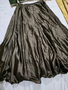 Green satin lehnga