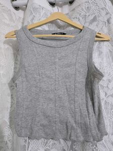 Zudio Gray Sleeveless Ribbed Tank Top