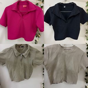 Pack of 4 crop top - collared
