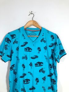 Blue Printed T-Shirt (Men’s)