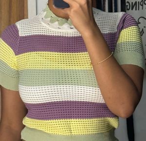 Striped Cropped Knit Top