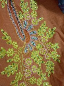 Orange Embroidered Kurti
