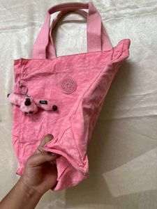 Kipling Pink Tote Bag with Monkey