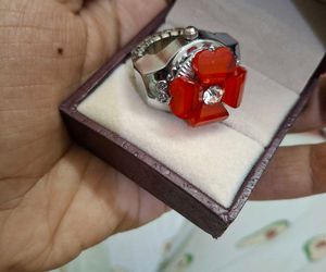 Unique Red Flower Ring with Watch