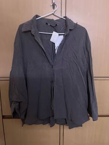 Oversize Very Soft Fabric Zara Shirt Grey Color