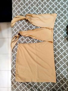 Beige Strapless Bodycon Mini Dress🤎