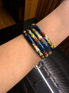 Set of 7 Vintage Hand-Painted Bangles