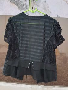 Stylish Black Studded Lace Jacket